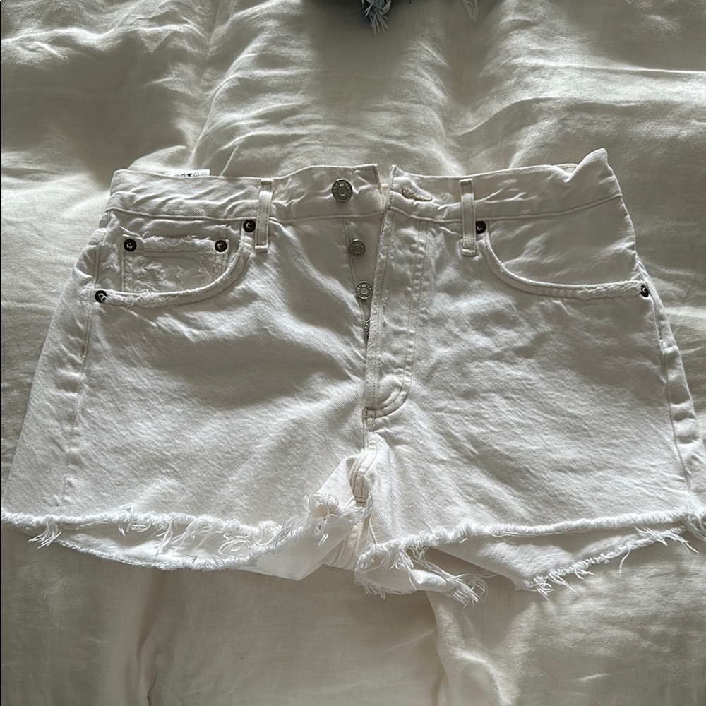 AGOLDE White Denim Women Shorts